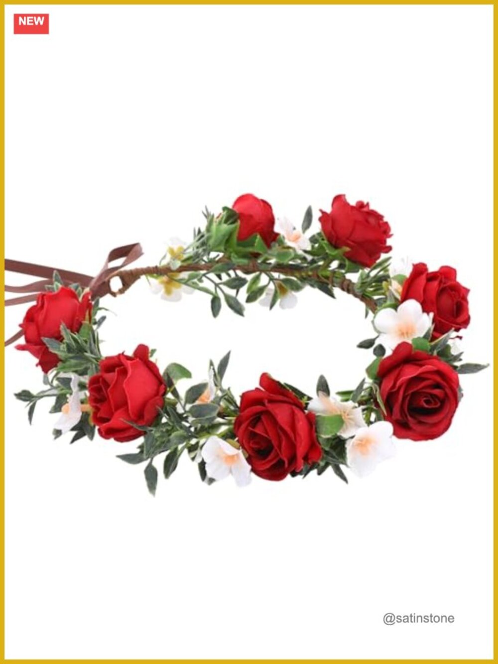 Rose Floral Crown Headband Wedding Hair Accessory Elegant Round Design
